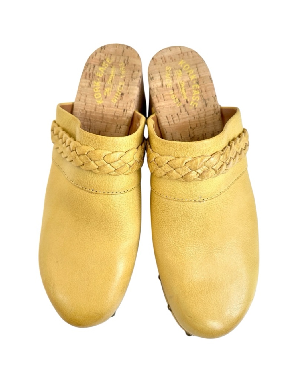 Kork-Ease Yellow Leather Braided Clog Mules - Picture 4 of 16